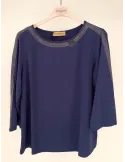 Francesca Mercuriali Maglia blu con ricamo bronzo fino alla tg 60
