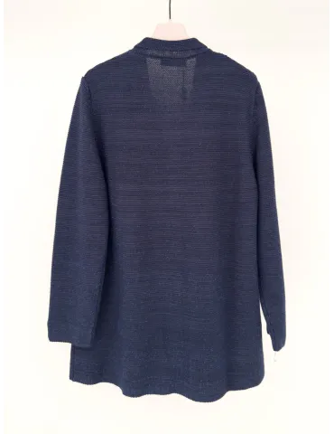 Volpato blue cotton knitted jacket with lurex thread 2