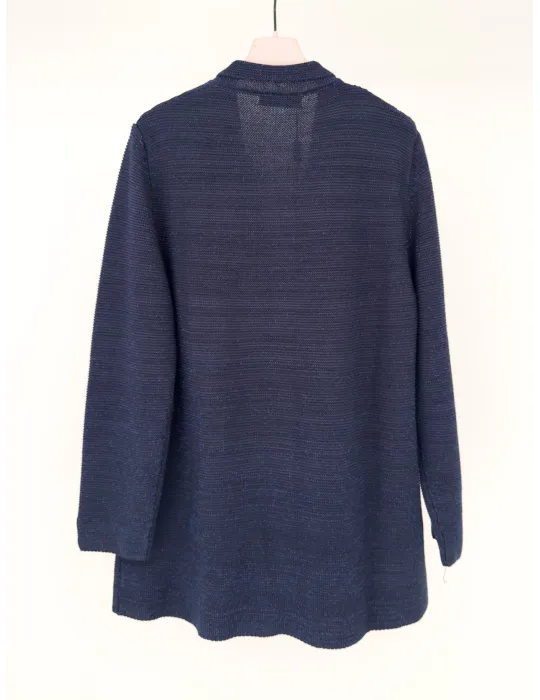 Volpato blue cotton knitted jacket with lurex thread