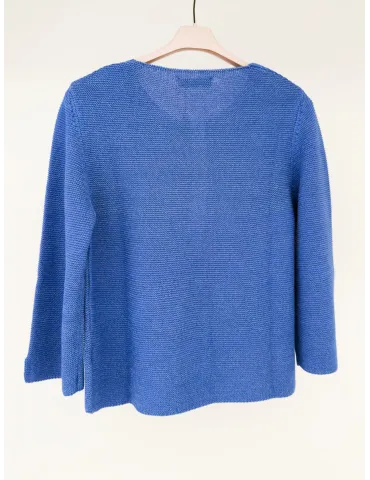 Volpato Italian Knitwear | Blue cotton jacket with lurex thread 2