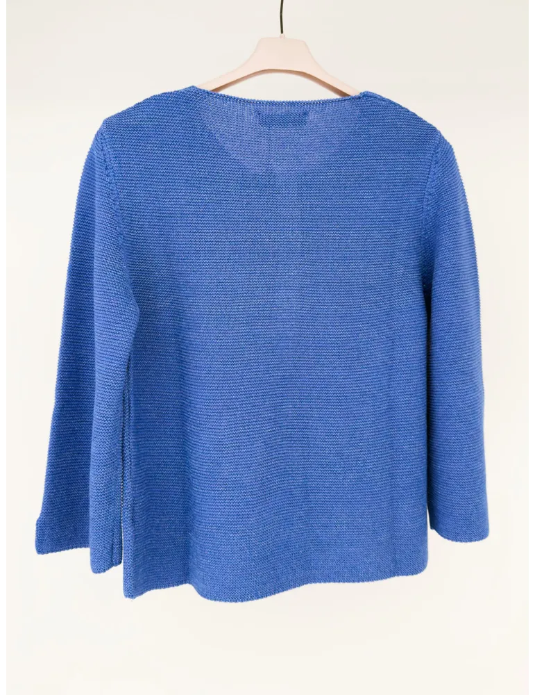 Volpato blue cotton knitted jacket with lurex thread