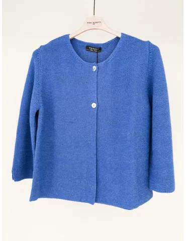 Volpato Italian Knitwear | Blue cotton jacket with lurex thread
