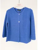 Volpato Italian Knitwear | Blue cotton jacket with lurex thread