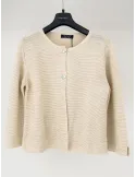 Volpato beige cotton knitted jacket with lurex thread