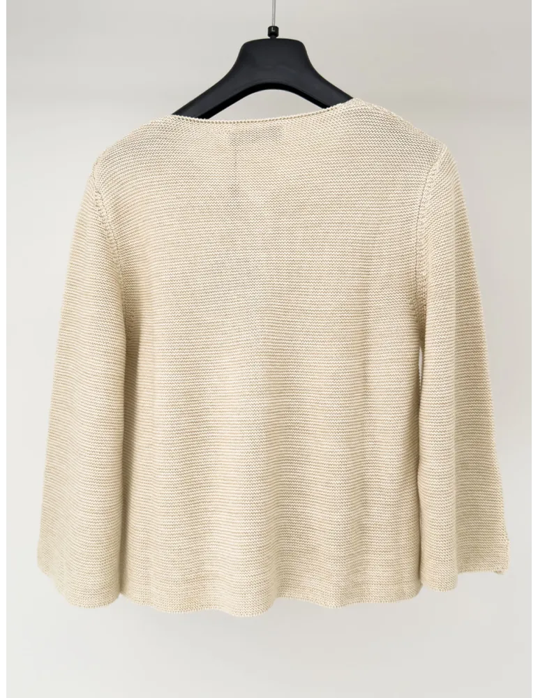 Volpato beige cotton knitted jacket with lurex thread