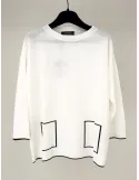 White Boxy Pullover with Black Trim by Volpato