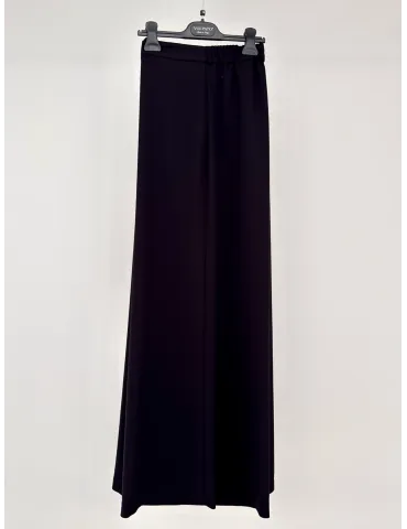 Volpato black long silk palazzo trousers with wide leg