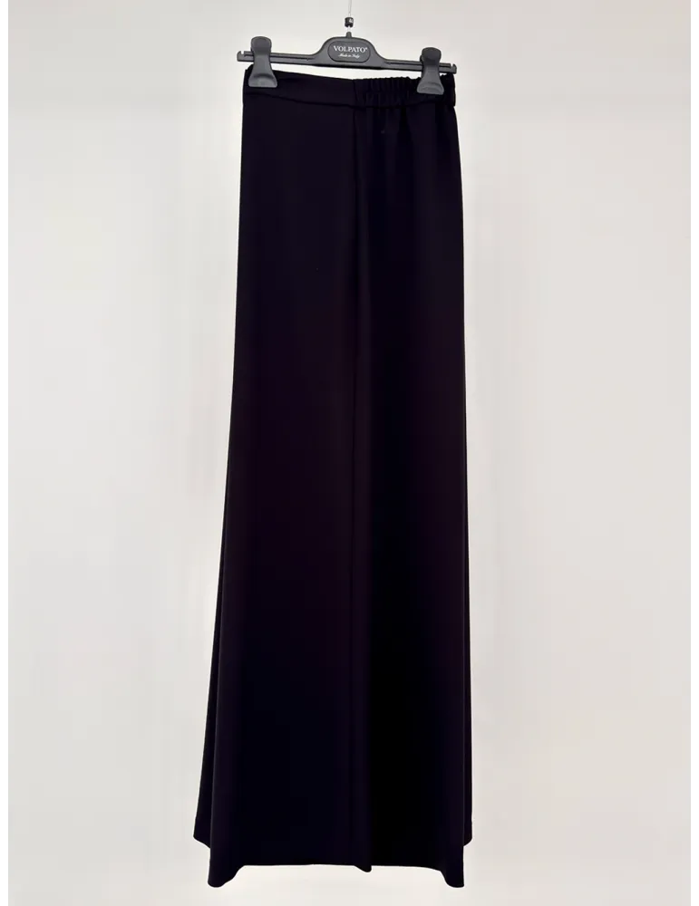 Pantaloni eleganti neri in cady con gamba a trapezio fino alla 56