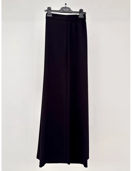 Pantaloni eleganti neri in cady con gamba a trapezio fino alla 56