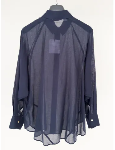 Zanetti dark blue oversized muslin shirt 2