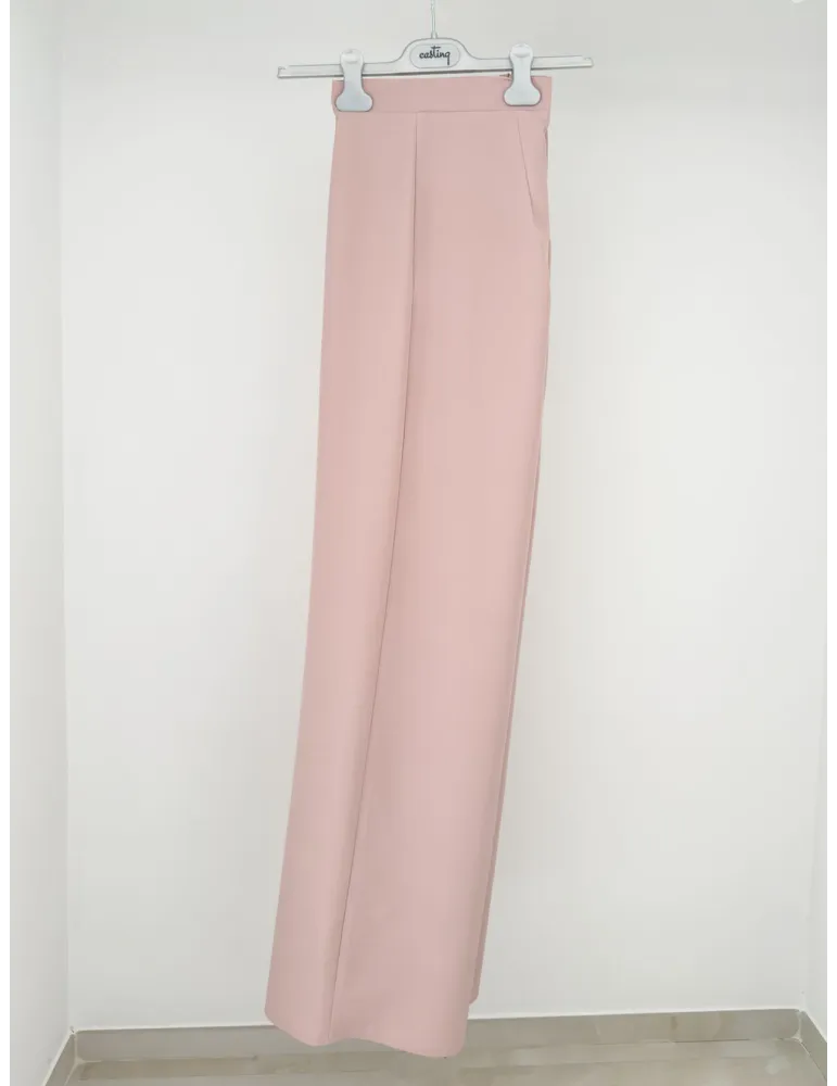 Powder Pink Cady Top and Trousers Set with Purple Sequins | Plus size