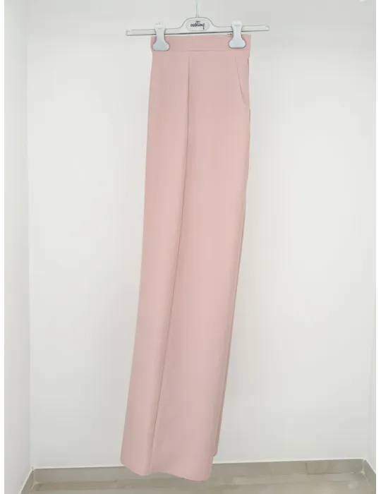 Powder Pink Cady Top and Trousers Set with Purple Sequins | Plus size