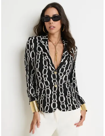 Piero Moretti Black and white chain print jacket