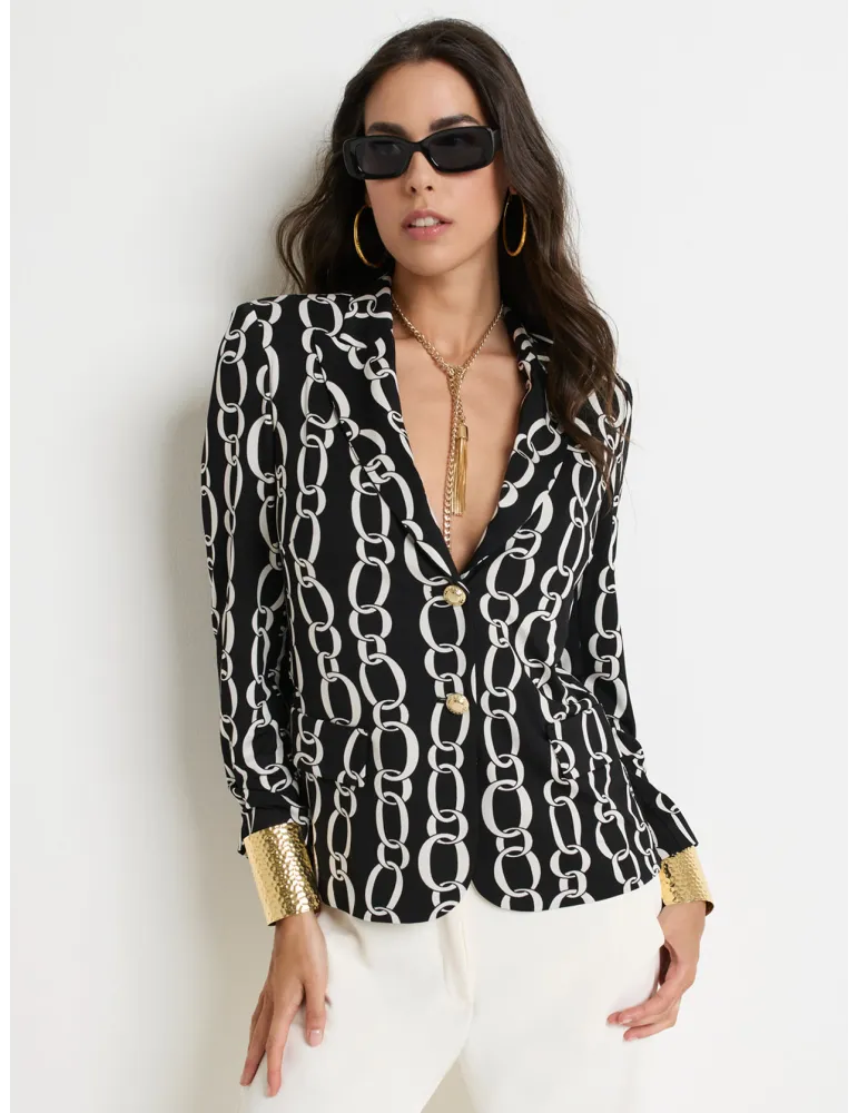 Piero Moretti Black and white chain print jacket
