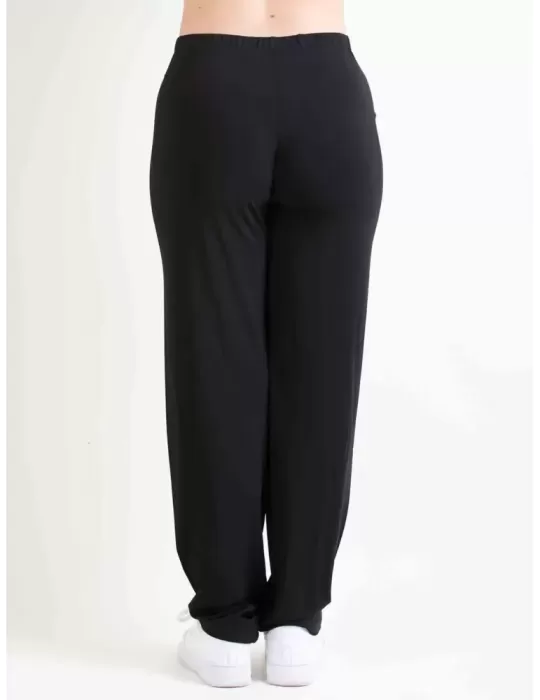 Mercuriali pull-on black palazzo trousers with rhinestones and silk