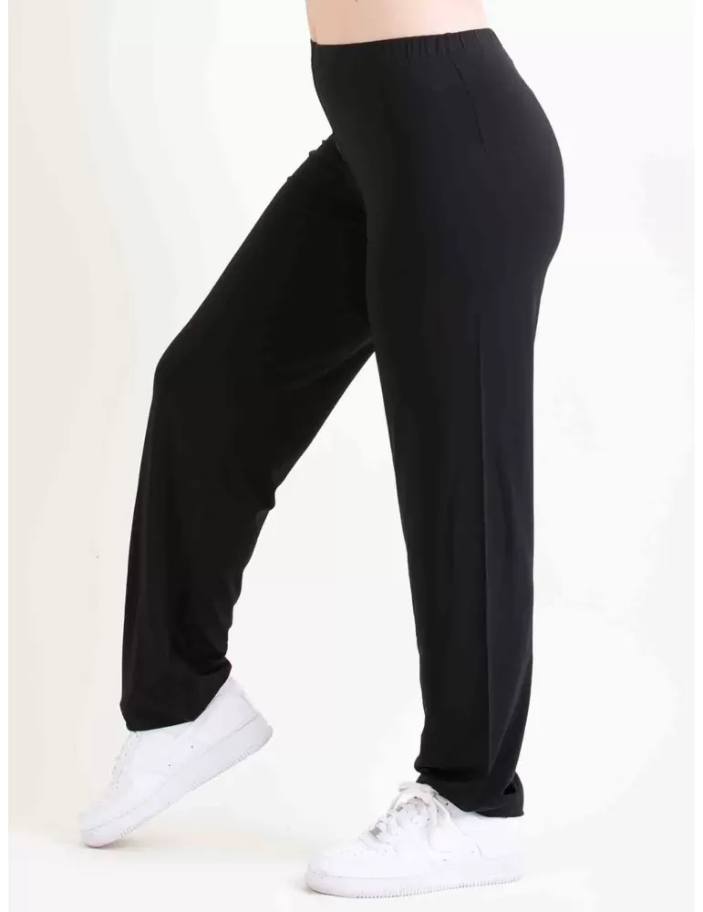 Mercuriali pull-on black palazzo trousers with rhinestones and silk