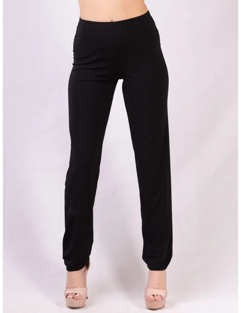 Mercuriali pull-on black palazzo trousers with rhinestones and silk