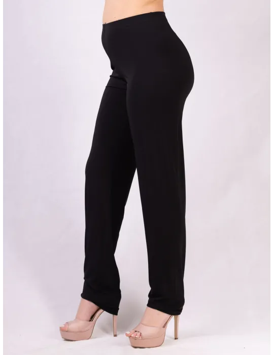 Mercuriali pull-on black palazzo trousers with rhinestones and silk
