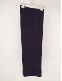 Piero Moretti black silk palazzo trousers with turn up hem | Plus size