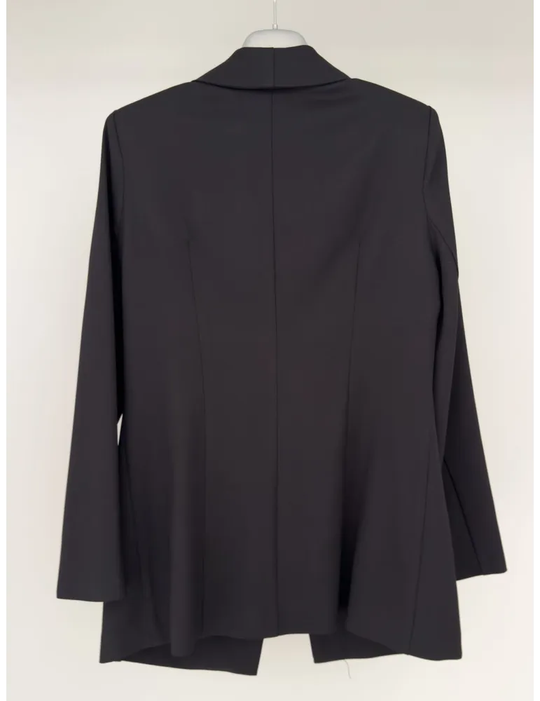 Black Masculine Tailored Suit with Belt and Palazzo Trousers
