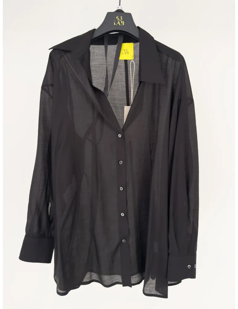 Camicia nera destrutturata in mussola | 6.5LAB by Zanetti 1965