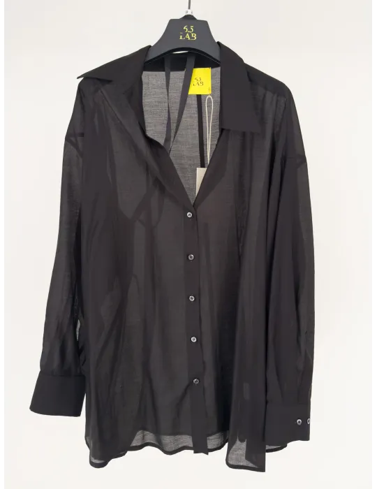Camicia nera destrutturata in mussola | 6.5LAB by Zanetti 1965