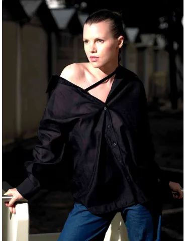 Camicia nera destrutturata in mussola | 6.5LAB by Zanetti 1965
