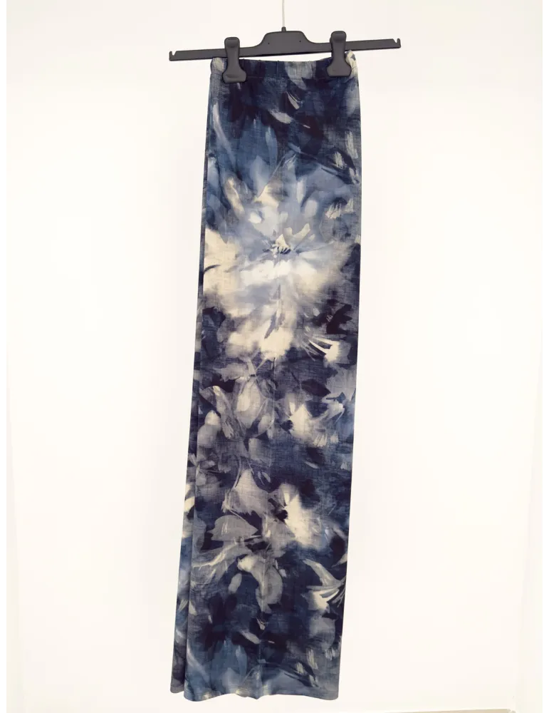 Mercuriali pull-on viscose floral blue palazzo trousers