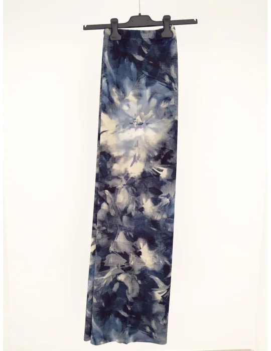 Mercuriali pull-on viscose floral blue palazzo trousers