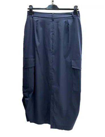 Gonna lunga a palloncino di cotone verde militare boho chic Zanetti 2