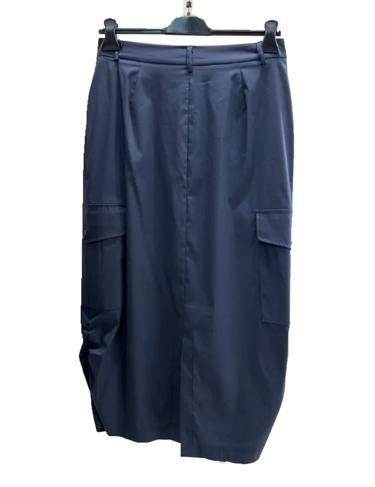 Gonna lunga a palloncino di cotone verde militare boho chic Zanetti