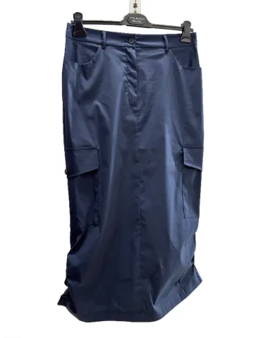 Gonna lunga a palloncino di cotone verde militare boho chic Zanetti