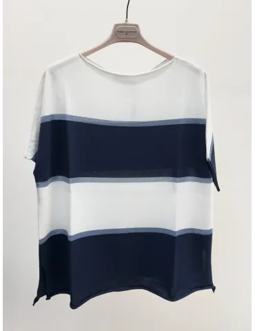 White Boxy Pullover with Black Trim – Volpato Italian Knitwear