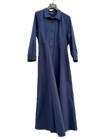 Volpato long Blue cotton shirt daily summer dress with belt 2