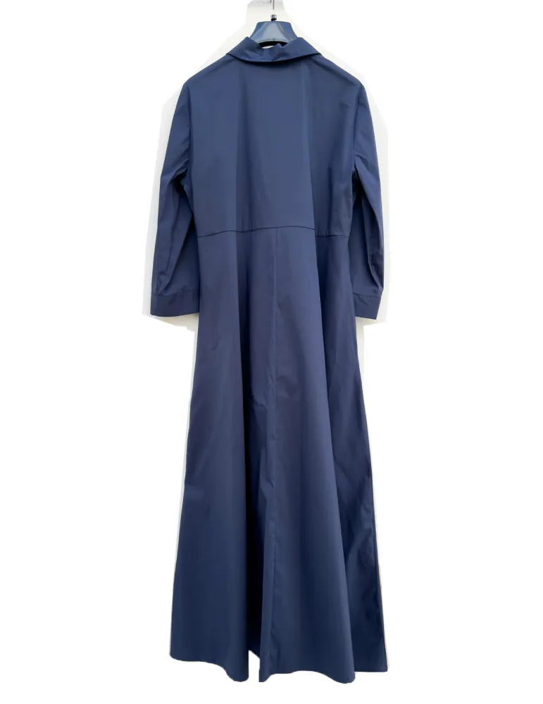 Volpato long Blue cotton shirt daily summer dress with belt