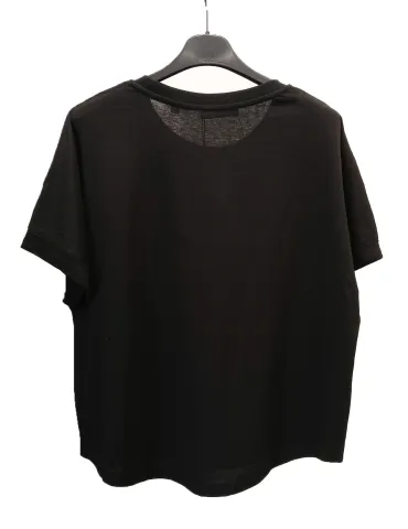 Maglia kimono T-shirt nera di puro cotone | Volpato maglieria 2