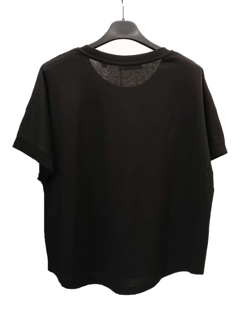 Volpato plain Black Boxy Cotton T-Shirt