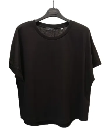 Volpato Italian natural clothing | Plain Black Boxy Cotton T-Shirt