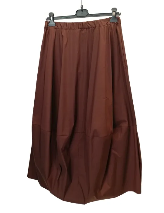 Completo con gonna lunga di cotone marrone ricami boho chic Volpato