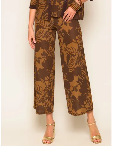 Mercuriali Cocoa brown Flower print Palazzo Trousers