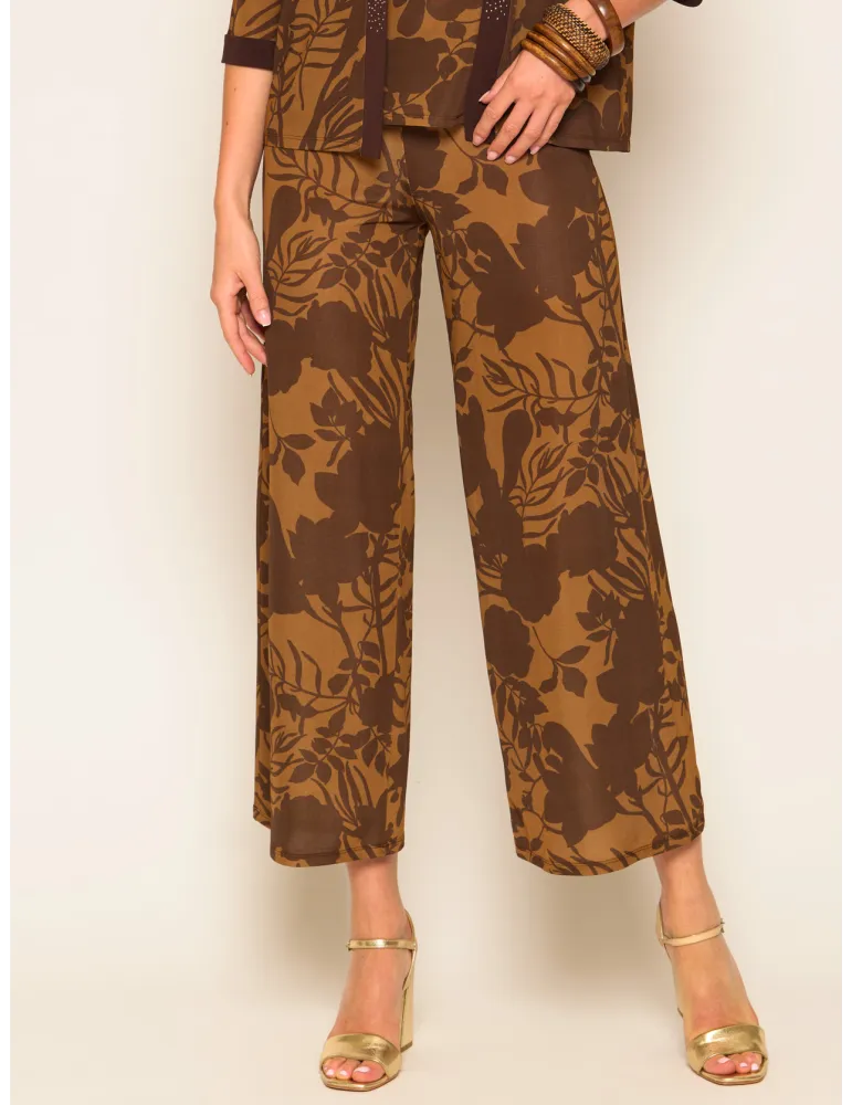 Francesca Mercuriali | Pantaloni palazzo fantasia marrone fino alla 58