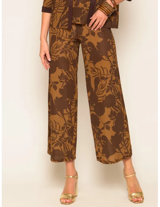 Francesca Mercuriali | Pantaloni palazzo fantasia marrone fino alla 58