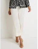 Piero Moretti white silk palazzo trousers with turn up hem