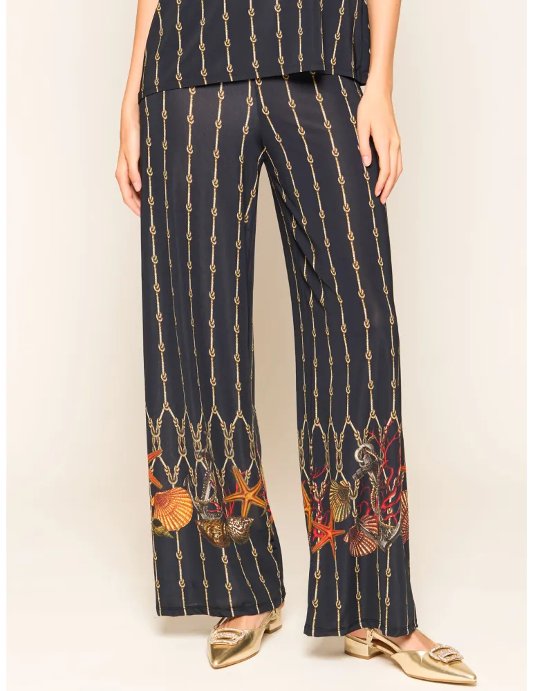 Mercuriali Pantaloni palazzo in jersey di viscosa fino alla 60