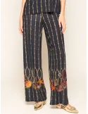 Mercuriali Navy blue Sailor-Style Print pull-on Trousers