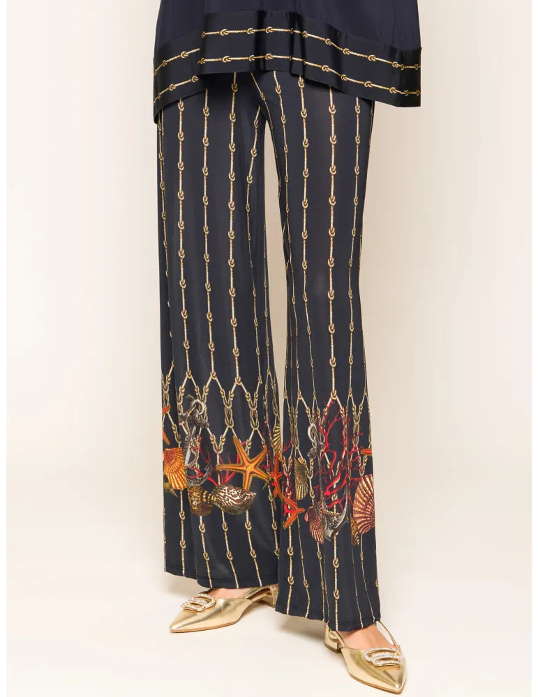 Mercuriali Pantaloni palazzo in jersey di viscosa fino alla 60