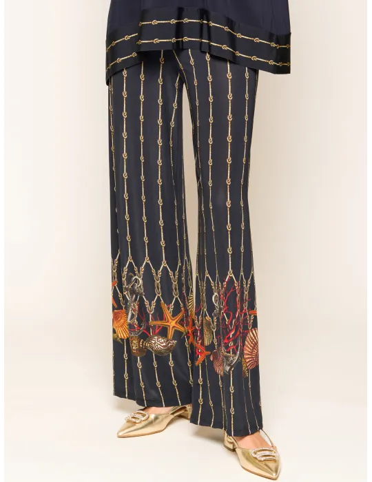 Mercuriali Pantaloni palazzo in jersey di viscosa fino alla 60