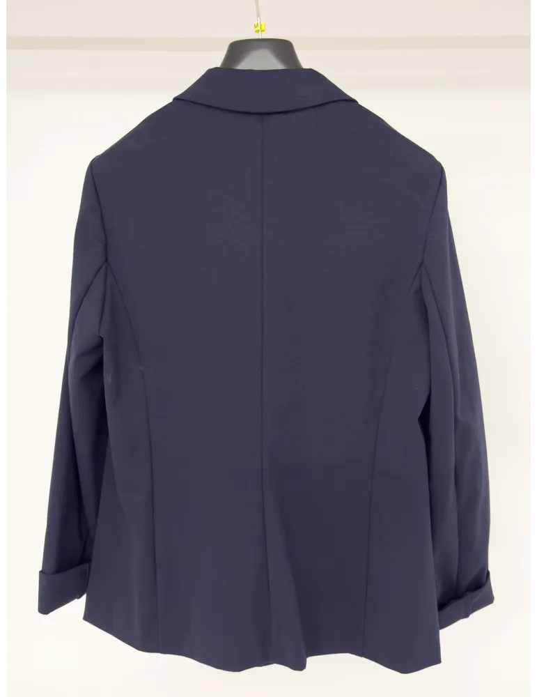 Tailleur blu in jersey viscosa Giacca donna e pantaloni fino alla 52