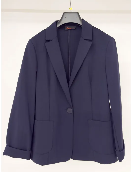 Dark blu tuxedo jacket and cigarette trousers women suit Made in Italy