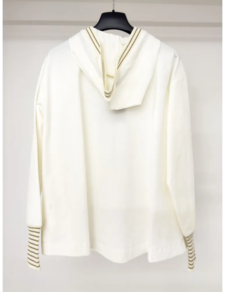 White viscose tracksuit with golden lurex profiles